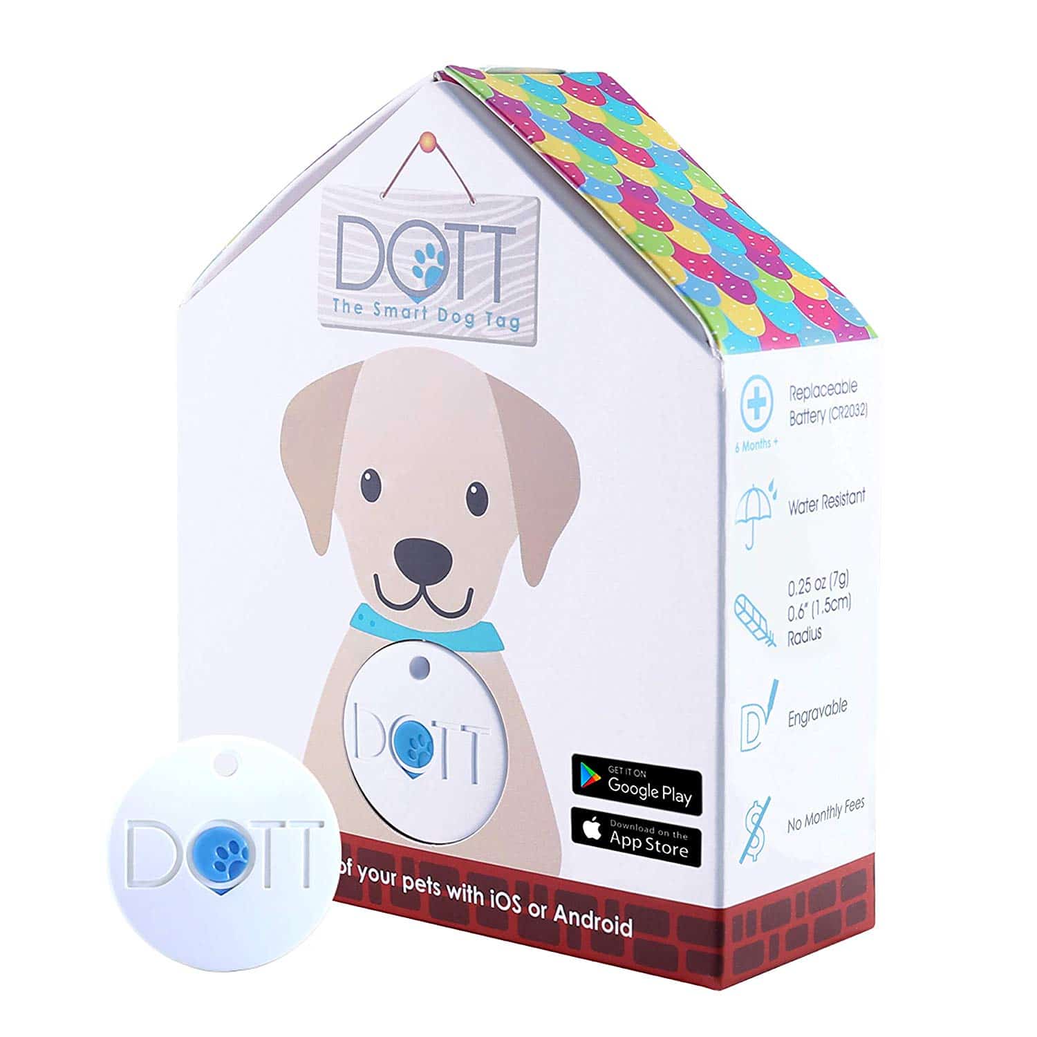 DOTT The Smart Dog Tag - Bluetooth Tracker for Dogs, Pet Finder, Virtual Leash, No Subscription
